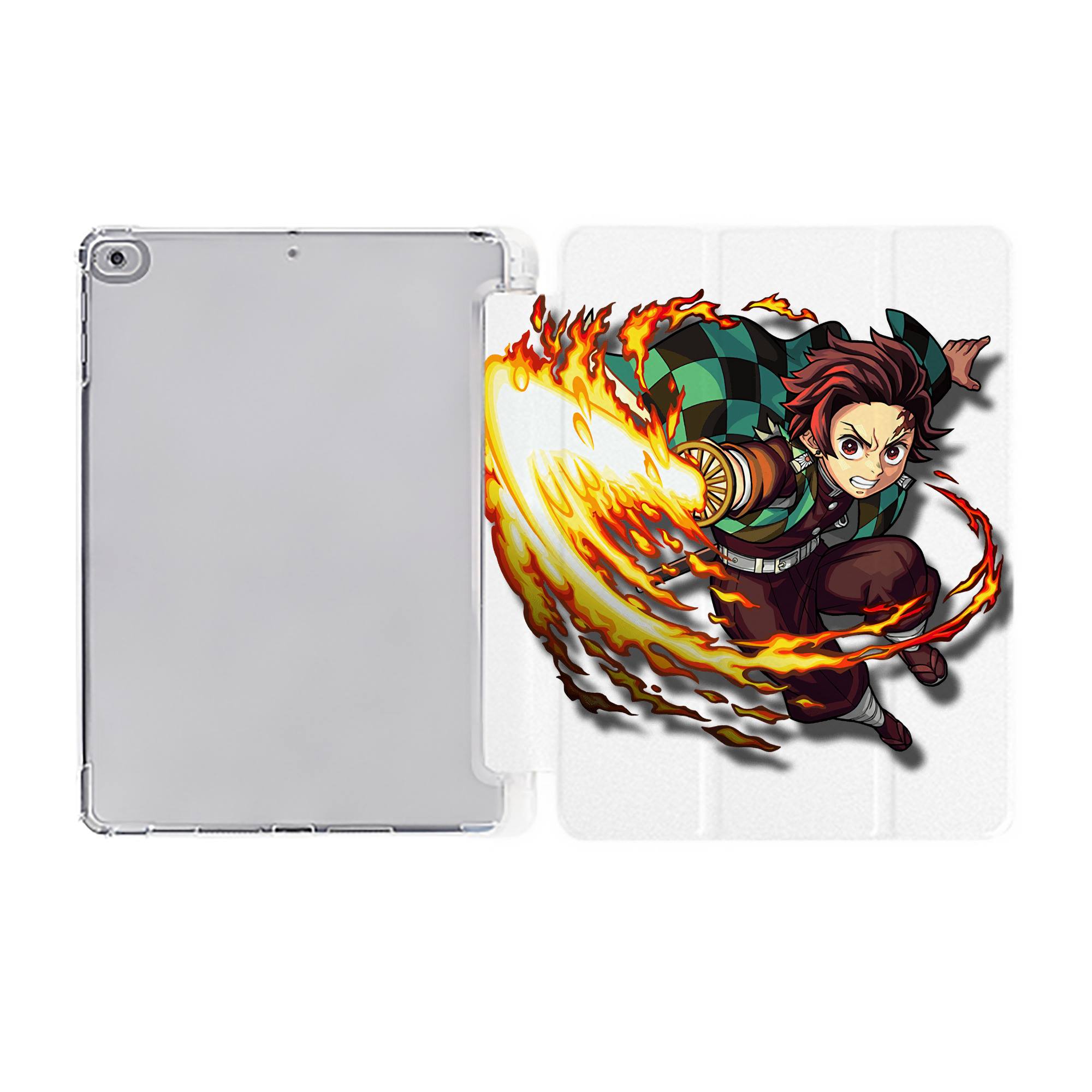 （画像用） 鬼滅の刃 竈門 炭治郎／かまど たんじろう Kamado Tanjirou IPad ケース ペン収納付き 三つ折りスタンド PUレザー×シリコン 対応機種9.5/10.5/10.9インチ